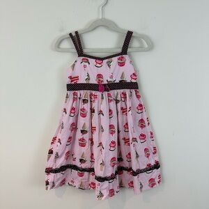 Blueberi Boulevard Pink Dessert Print Casual Dress Size 6 Girls